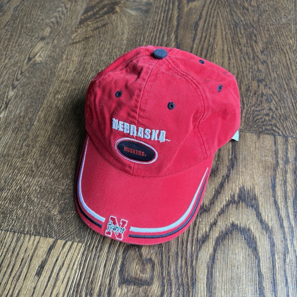 Vtg 90s Logo Athletic Nebraska Huskers Hat NWT Deadstock NCAA Red Strapback Cap